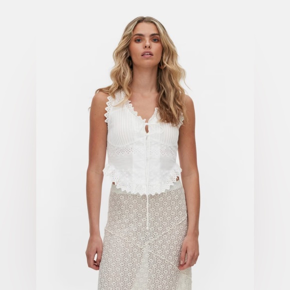 Rita Ora Broderie Anglaise Cropped Blouse - Picture 1 of 5